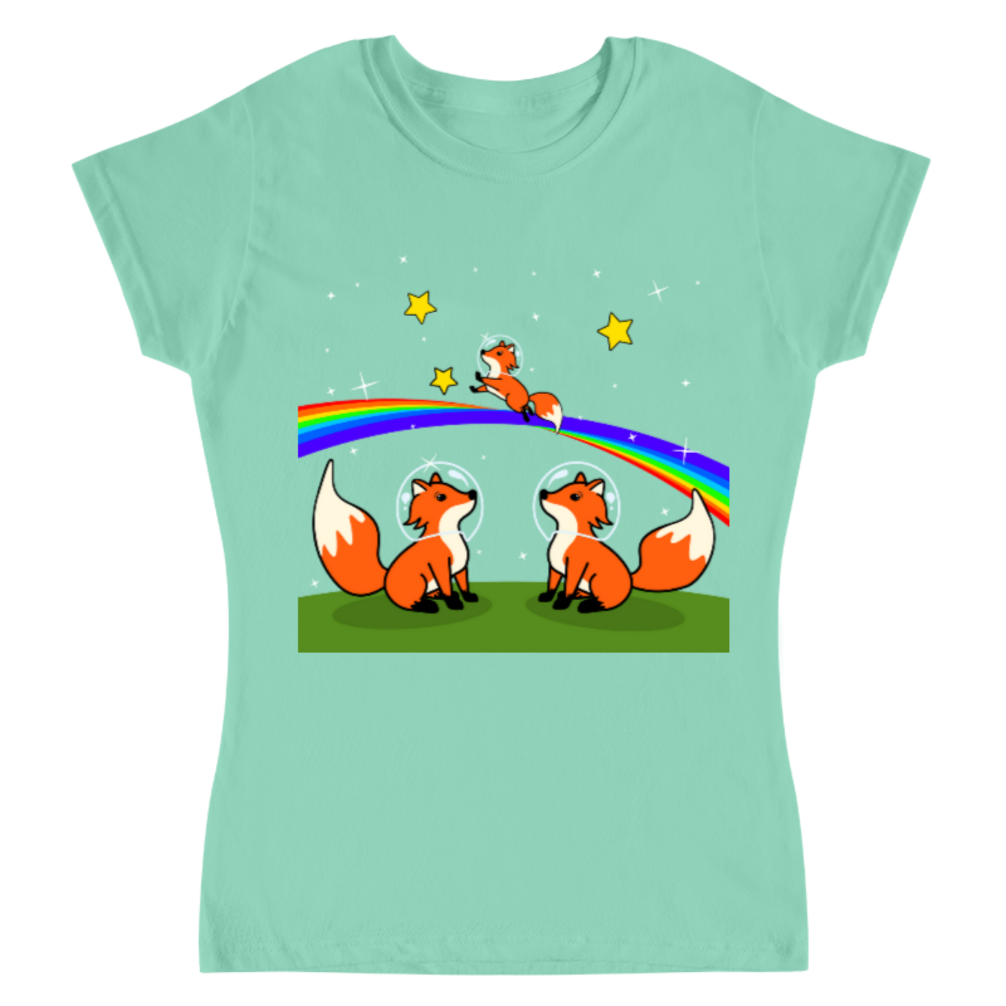 Rainbow foxes / playera para dama